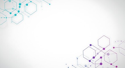 Obraz premium Abstract geometric network with hexagonal patterns on a clean background, symbolizing digital connectivity, technological innovation, and scientific research.