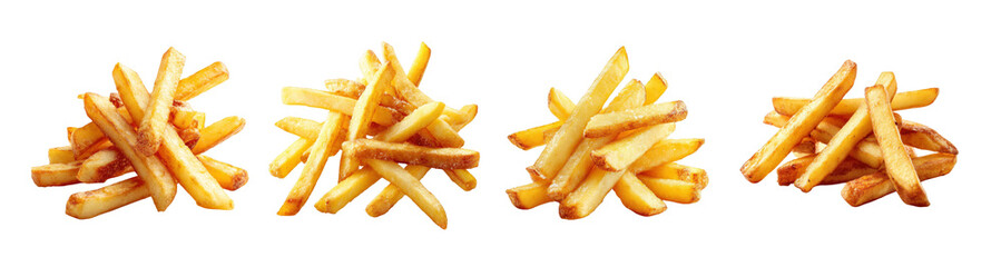 Fried potatoes heap on transparent background.