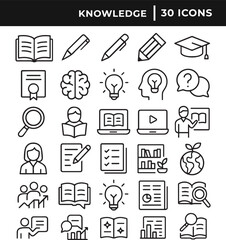 Set of knowledge related icon collection line art vector illustration
