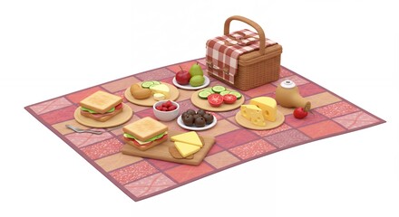 Picnic food arrangement illustration