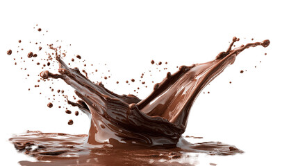 Chocolate spalsh isolated for packaging design. White or transparent background. .