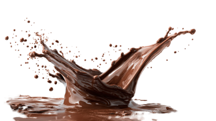 Chocolate spalsh isolated for packaging design. White or transparent background. .