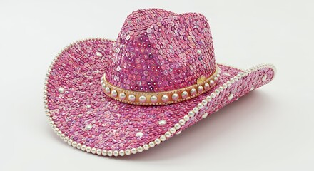 Pink glitter cowboy hat fashion accessory
