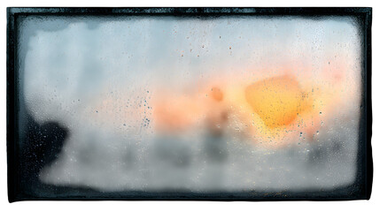 Rainy Window Sunset, isolated on transparent background