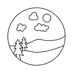 cilrcle line icon nature landscape vector illustration