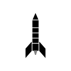 minimalist black and white vector illustration of a rocket. the design features clean outlines forming a classic rocket shape