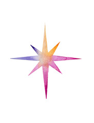 Watercolor star illustration on white background