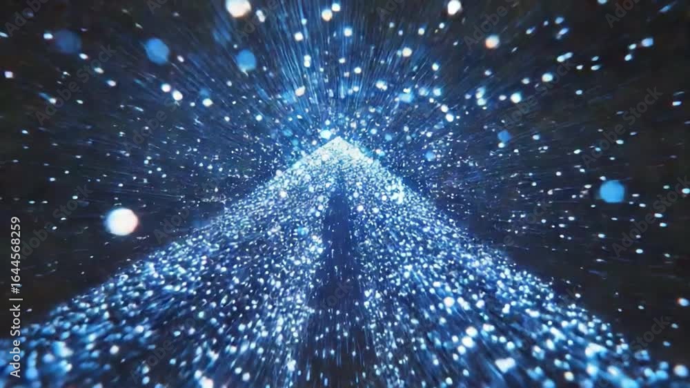 Poster abstract light beam with sparkling particles creating a sense of depth and movement in a dark, cosmi