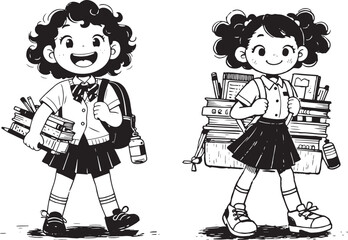 Joyful Schoolchild with Curly Hair