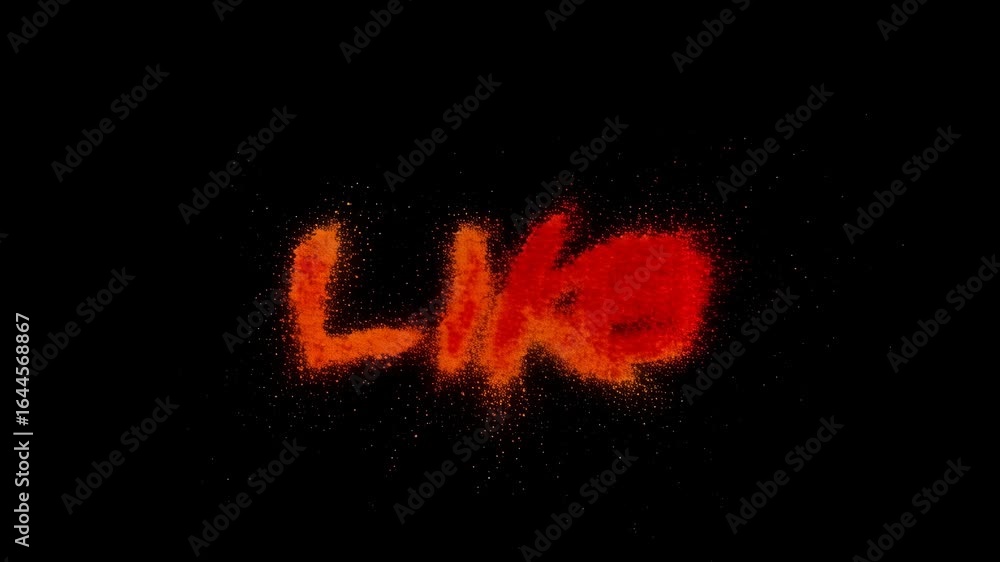 Poster colorful particles forming the word like against a black background, creating a dynamic visual effec