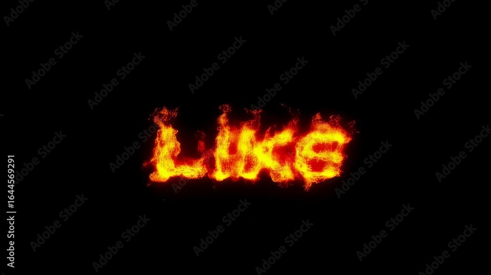 Poster flaming text spelling 'like' against a solid black background, creating a striking visual effect of 
