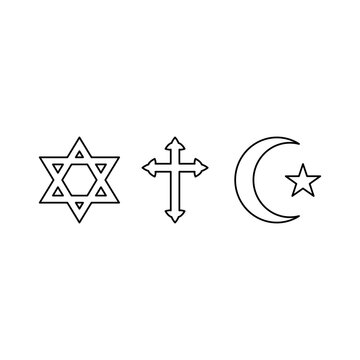 line icon symbol abrahamic religions outline design vector