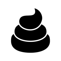 Black pile of feces swirl isolated on white background. Minimalist graphic for stinky humor, waste, toilet symbols, or chocolate cream.