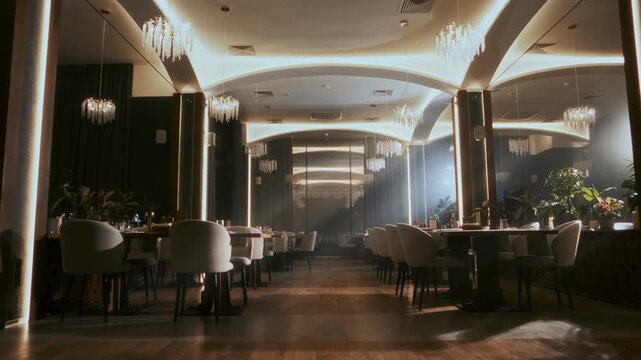 beautiful banquet hall of an expensive restaurant