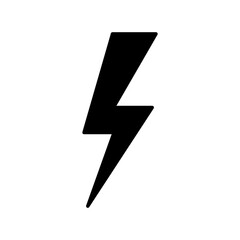 vector illustration of a simple lightning bolt, depicted as a solid black shape.
