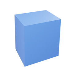  3D blue cube with smooth surface, minimal vector style, ideal for educational diagrams, geometric designs, and math illustrations.