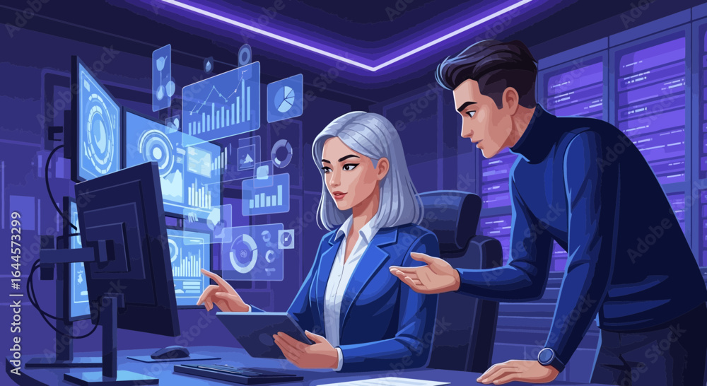 Poster analyzing financial data streams with innovative teamwork at datacenter