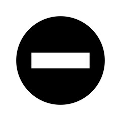 vector illustration of a solid black circle with a white minus sign cutout. the minimalist design represents subtraction, a stop sign, restriction, or a no entry symbol
