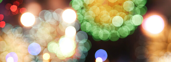 Banner Blurred background Gold Firework celebrate anniversary. Blurry gold firework night celebrate...