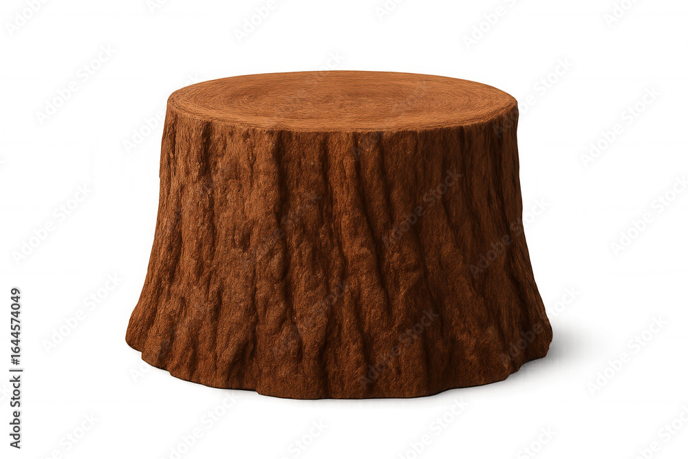 Poster realistic 3d rendering of a tree trunk with visible growth rings, isolated on a transparent backgrou