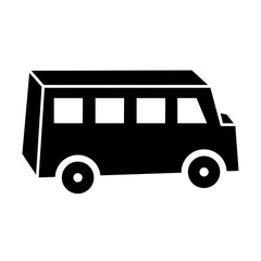 minibus van solid vector icon. vector illustration of a minibus or passenger van. the minimalist, solid-filled design represents transportation, public transit, delivery, and group travel.
