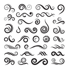 Collection of Black and White Swirls and Flourishes