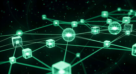 Abstract digital network with glowing connections and data points, representing virtual connectivity