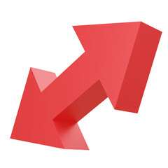  3D red wide double arrow pointing left and right, smooth surface, ideal for infographic elements, navigation icons, and directional designs.