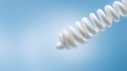 White spiral fluorescent light bulb against a gradient blue sky background