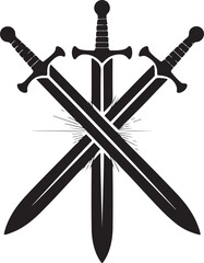 Swords in flat style and silhouettes isolated on white background