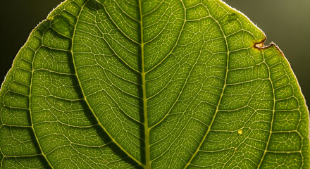 Close-up of green leaf showing veins, symbolizing nature, sustainability, and the environment