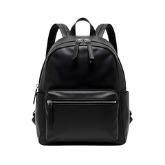 Naklejka premium Black Leather Backpack, isolated on transparent background 