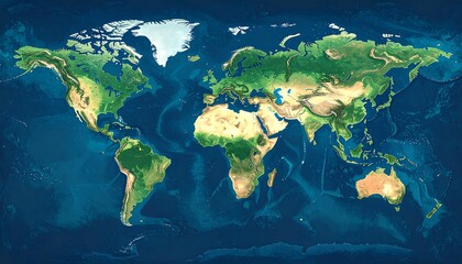 Detailed world topographic map