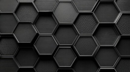 Abstract black hexagon grid pattern