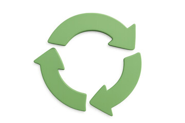 Rotating green recycle symbol with transparent background, promoting environmental awareness and sustainable practices