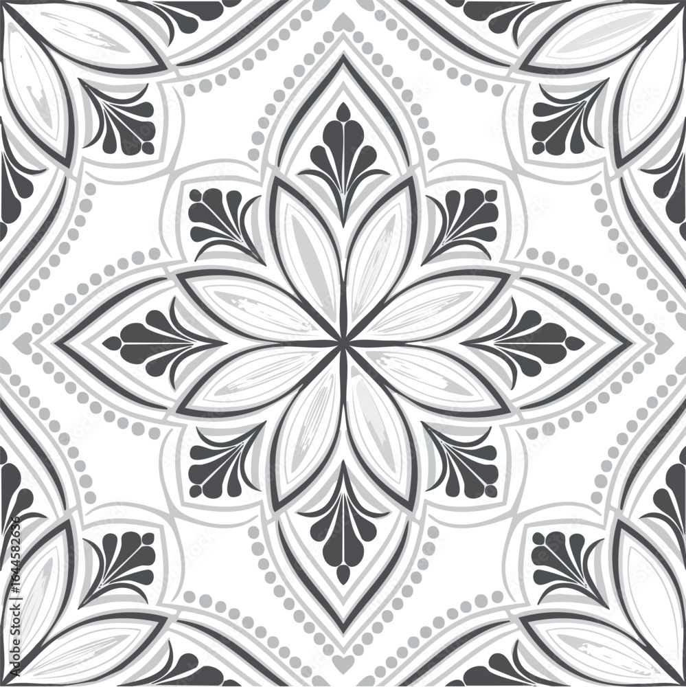 Poster black and white seamless abstract pattern background and backdrop grayscale ornamental design