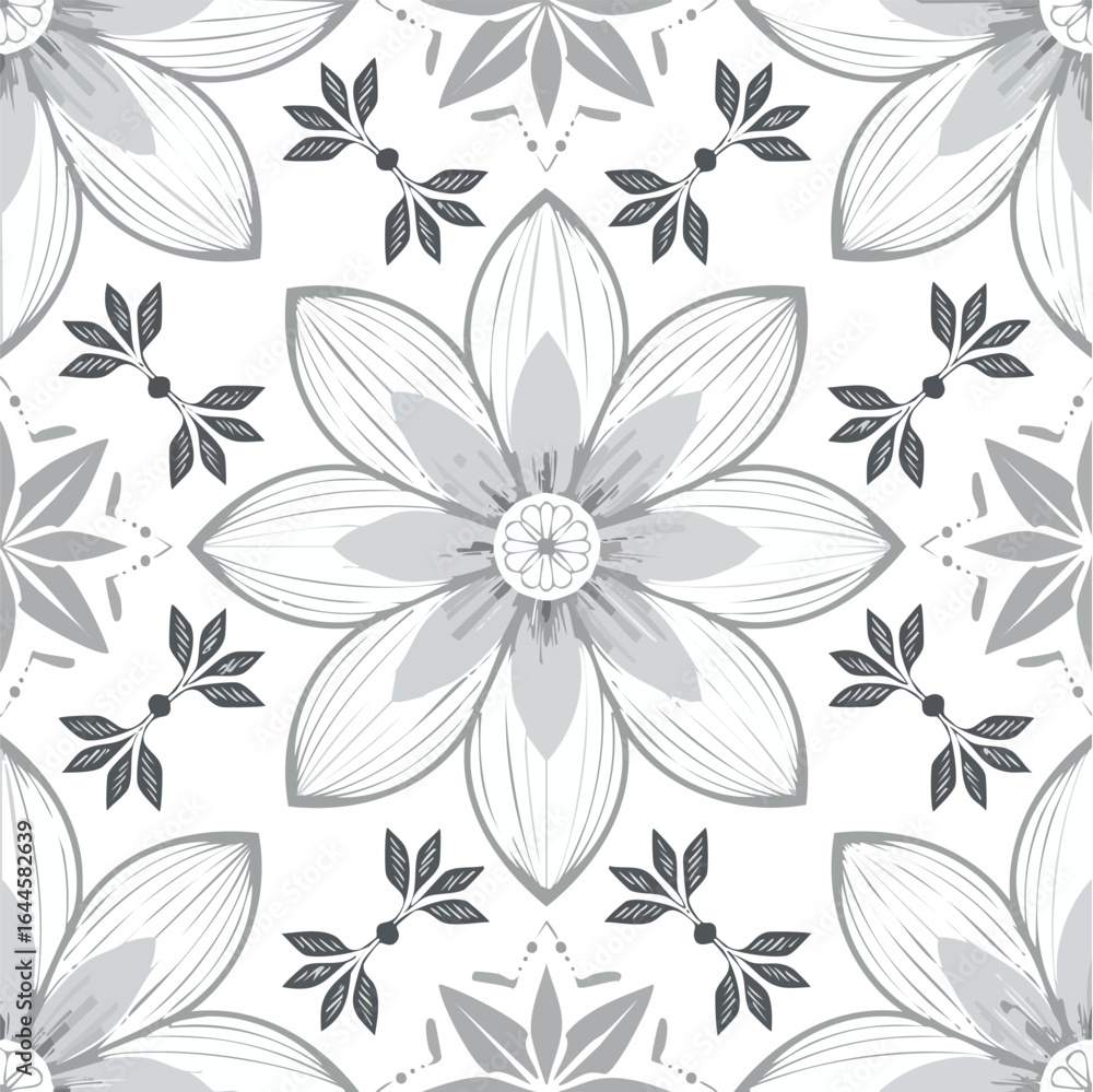 Poster black and white seamless abstract pattern background and backdrop grayscale ornamental design