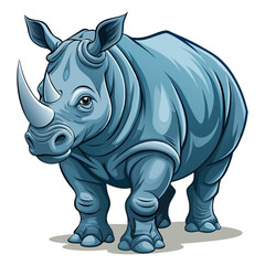 Fototapeta premium Powerful blue rhino stands majestically, showcasing its iconic horn and sturdy build
