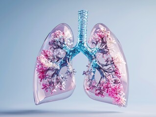 Breath of Complexity - Abstract Lungs with Holographic Fractals Representing Respiratory Function