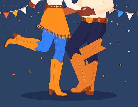 Couple dancing in cowboy boots