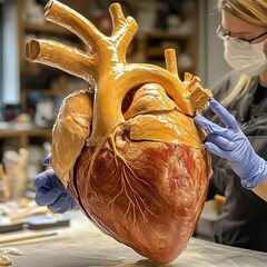 D model of a beating heart for medical students anatomy lesson