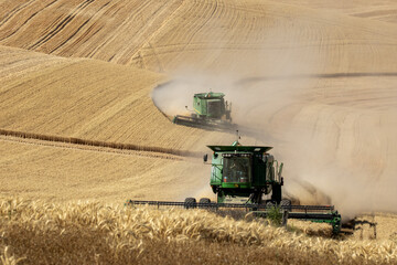 combine harvester working on a field