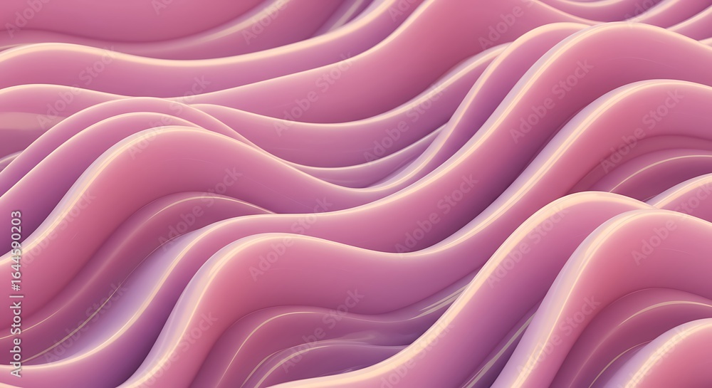 Poster abstract pink waves flowing in a smooth, undulating motion, creating a sense of calm and fluidity.