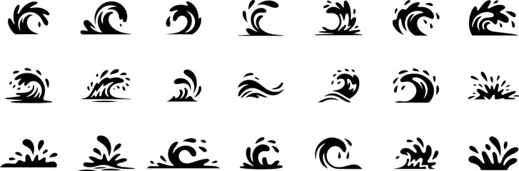 Dynamic water splash silhouette isolated on transparent background