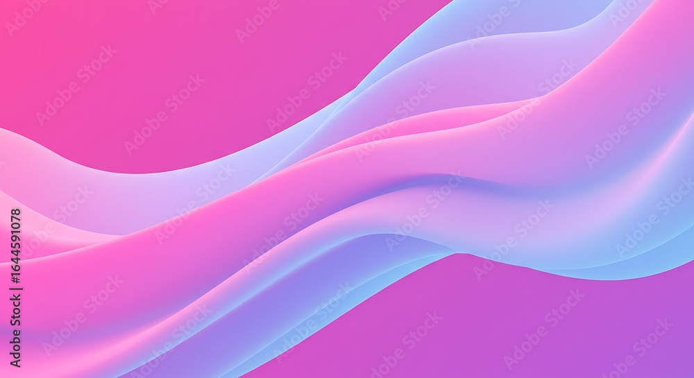 Poster abstract gradient waves of pink and blue flowing smoothly on a soft background