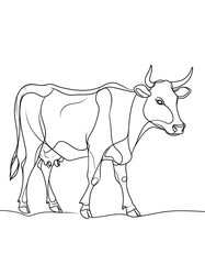 Fototapeta premium Black and white line drawing of a cow
