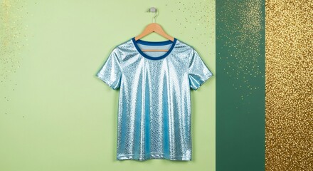 Sparkle and shine with this trendy metallic blue t-shirt!