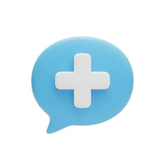 Fototapeta premium Light blue speech bubble with white plus sign, a versatile icon for positive messaging