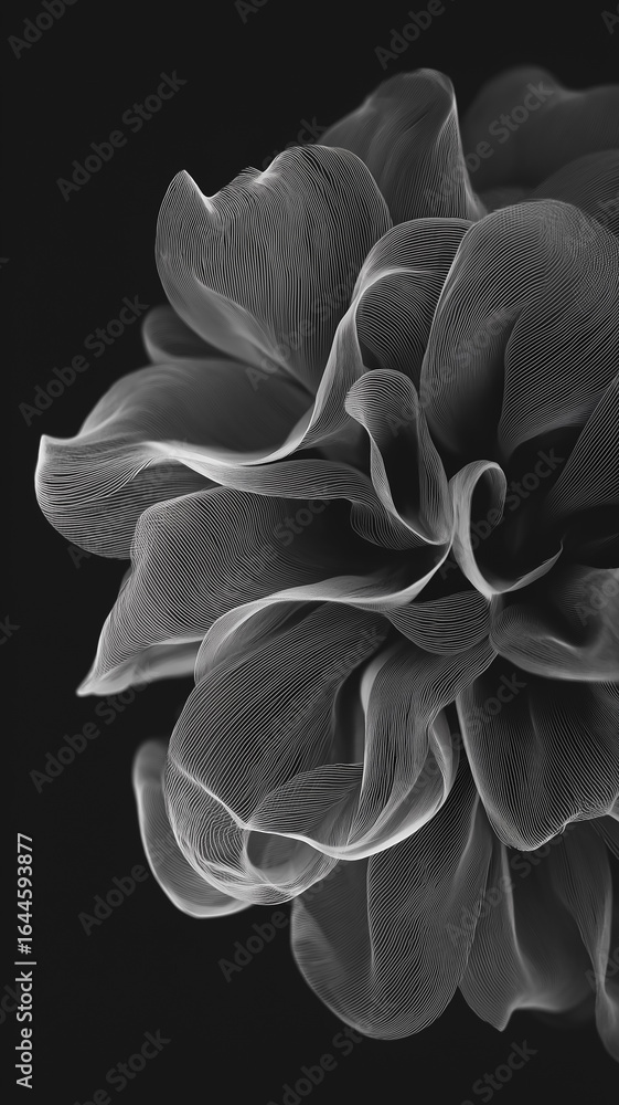 Poster abstract wavy fabric creating a stunning visual effect on black background