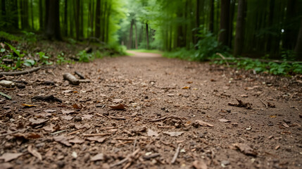 Closeup of a trail in a forest